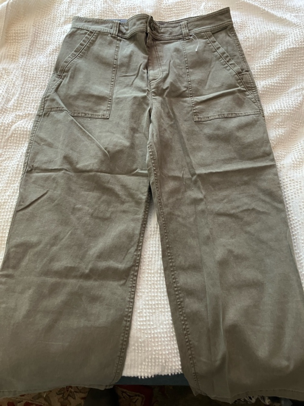 NWT Eddie Bauer slightly curvy high-rise, wide leg, special dyed cotton pants 14
